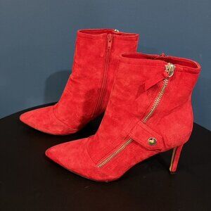 Nine West Red Sueded Bootie 8